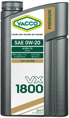 VX 1800 0W20 YACCO